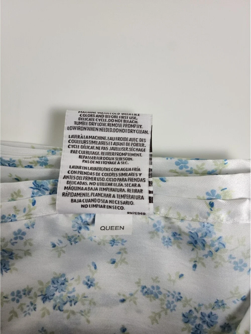 Laura Ashley Queen Satin Sheet Set Blue Floral